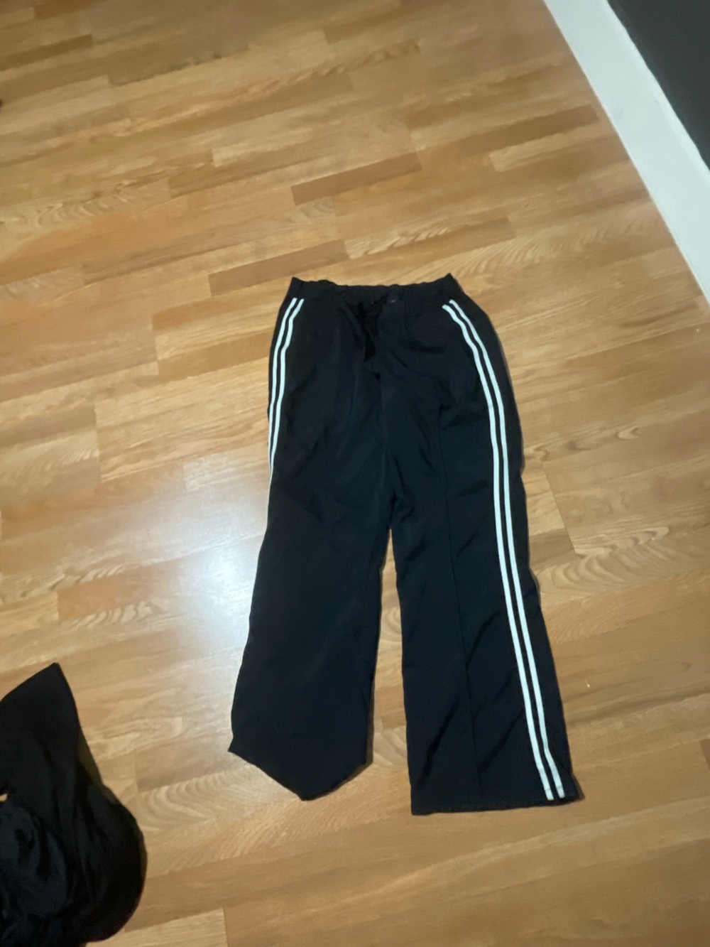 Kids Black Track Pants with White Stripes